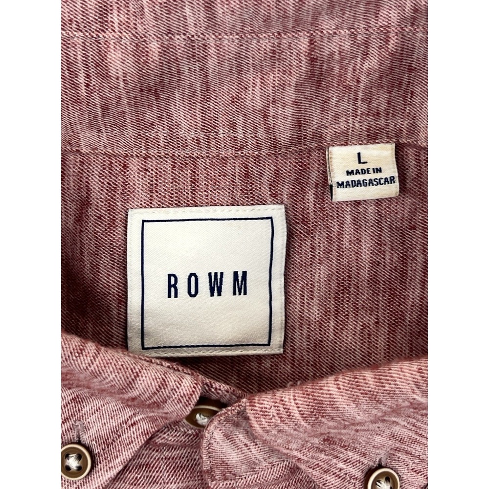 ROWM Mens Sz Large Red Long Sleeve Button Up Button Down Shirt - Picture 2 of 6